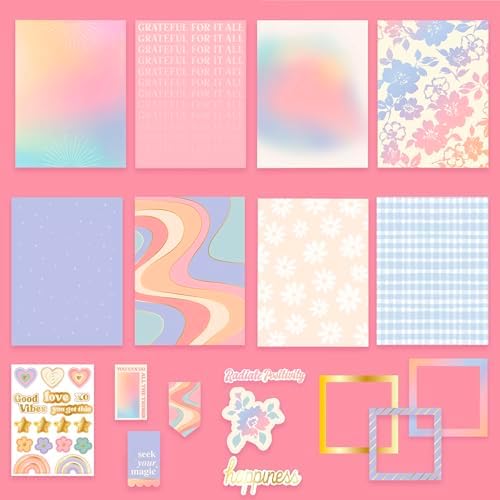 STMT DIY Journal Set, 70-Sheet Hardcover Spiral-Bound Kit, Over 35 Stationery Supplies, Including Stickers, Frames, Pen, Keychain, Glue Stick & More, Girls Gifts - Image 5