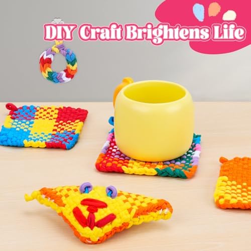 PREBOX Weaving Loom Kit Toys for Kids and Adults, Potholder Loops Crafts for Girls Ages 6 7 8 9 10 11 12, 7" Pot Holder Loom Knitting Kits and Gifts for Kids and Beginners, Make 6 Masterpieces - Image 5