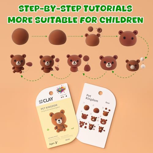 Air Dry Clay for Kids - 6 Animal Themed Modeling Clay Kit, Model Magic Clay with Sculpting Tools and Tutorials, Ultra Light & Soft, Non-Toxic & Safe, DIY Arts and Crafts School Projects for Kids - Image 4