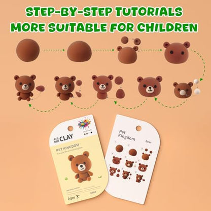 Air Dry Clay for Kids - 6 Animal Themed Modeling Clay Kit, Model Magic Clay with Sculpting Tools and Tutorials, Ultra Light & Soft, Non-Toxic & Safe, DIY Arts and Crafts School Projects for Kids - Image 4