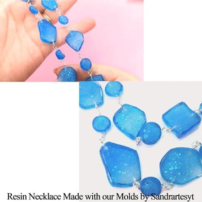 FUNSHOWCASE Geode Epoxy Resin Silicone Molds Set Jewelry Making Kits for Necklace Pendant Earrings Bracelet Charms 33 Shapes 0.35-1.65inch - Image 5