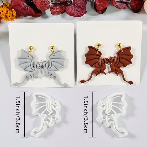 Xaekicr Polymer Clay Cutters Dragon Set – 2PCS Fantasy Dragon Clay Earring Cutters for Polymer Clay Jewelry, Halloween Gothic Clay Tools and Cutters for Cosplay and DIY Crafts - Image 2