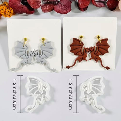 Xaekicr Polymer Clay Cutters Dragon Set – 2PCS Fantasy Dragon Clay Earring Cutters for Polymer Clay Jewelry, Halloween Gothic Clay Tools and Cutters for Cosplay and DIY Crafts - Image 2