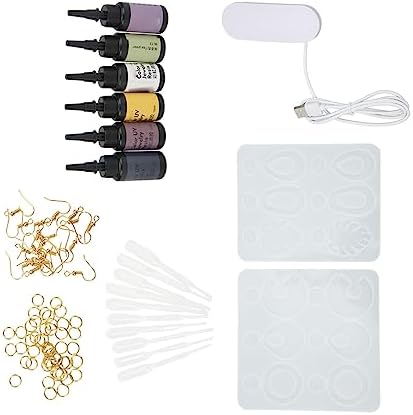 NBZGFD Resin Earring Mold Set with Lamp and Glue, DIY Jewelry Making Kit, Silicone Casting for Earrings Pendants, Includes Ear Hooks Rings for Crafting Unique Gifts - Image 6