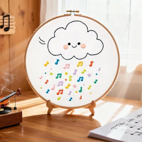 Crafmanoe Cute Embroidery Kits for Beginners Adults, Hand Embroidery Starter Kits, Stamped Cross Stitch Kits for Beginner Adult Craft Kits for Women, Entire Set of Embroidery Supplies & Video Tutorial - Image 2