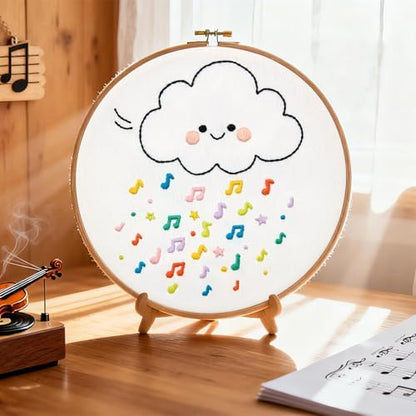 Crafmanoe Cute Embroidery Kits for Beginners Adults, Hand Embroidery Starter Kits, Stamped Cross Stitch Kits for Beginner Adult Craft Kits for Women, Entire Set of Embroidery Supplies & Video Tutorial - Image 2