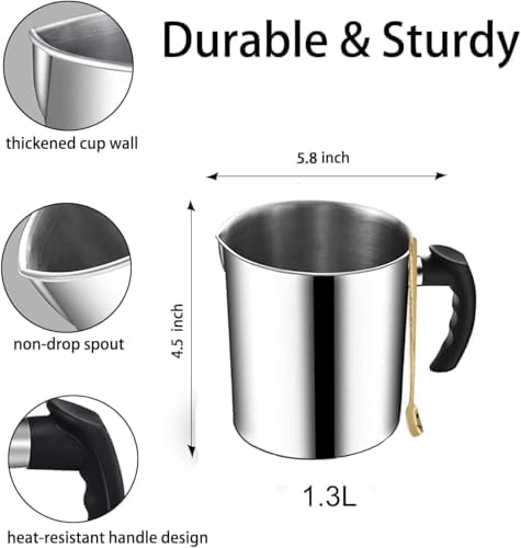 Harnico Candle Making Kit with Candle Wax Melter 1300ML Melting Pot 304 Stainless Steel Candle Pouring Pot for Melting Wax, Including 100pcs Candle Wicks, Mixing Spoon, Center Devices, Wick Sticker - Image 2
