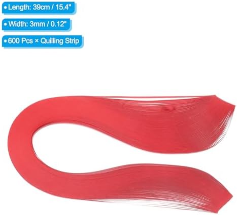 PATIKIL 600pcs Quilling Strips Paper 1/8"(3mm) 39cm Origami Paper Quilling Strip for Art DIY Hand Craft Christmas, Red - Image 2