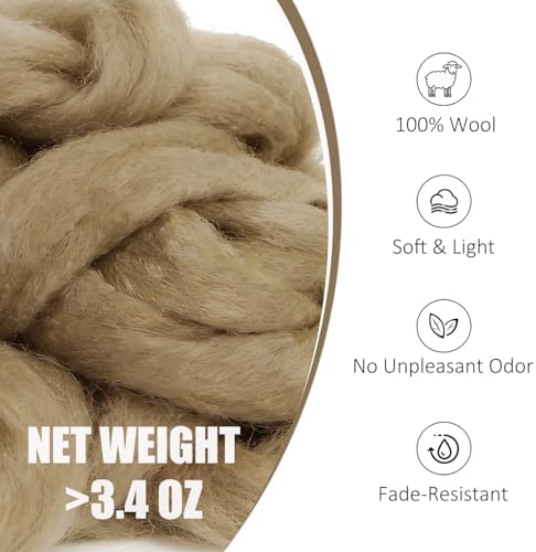 3.4oz Needle Felting Wool Military Olive for DIY Needle Craft Enthusiasts - Image 2