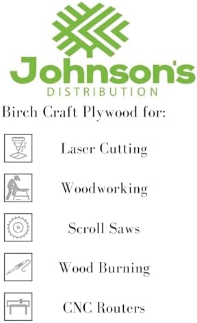 Johnson's Distribution 3/8" x 8" x 8" Birch Craft Wood | Perfect for Laser, CNC Cutting, and Wood Burning (20) - Image 4