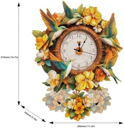 3D Puzzles for Adults, Hummingbirds Wall Clock 3D Wooden Puzzles Clock Kits for DIY Birthday Gift for Women Men Home Decor Holiday Christmas - Image 4