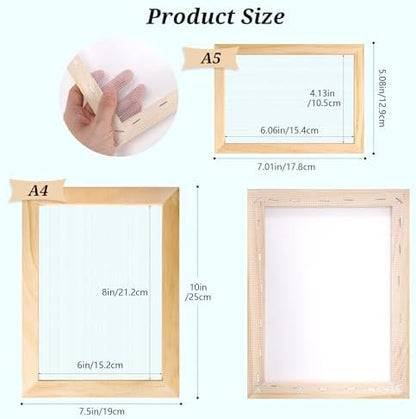 Aboofx Paper Making Kit, A5 & A6 Size Paper Making Screen Frame Kit, Wooden Mold and Deckle with Mesh, Absorbent Papers, Sponge and Confetti, DIY Handmade Papers Making Supplies Gift for Craft Lovers - Image 4