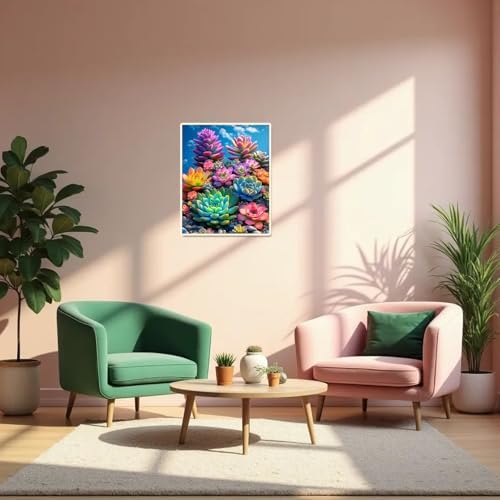 obterie Plant Paint by Numbers Kit for Adults Beginner Succulents Oil Painting Kit Adult Paint by Number Kits on Canvas DIY Painting for Beginners Art by Numbers for Gifts Home Wall Decor 16x20 Inch - Image 5