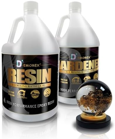 2 Gallon Epoxy Resin Kit, Crystal Clear, Self-Leveling, 1:1 Mix by Demorex