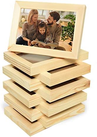 Vumdua 10 Pack Wood picture frames for crafts, Unfinished Wood Photo Frames, Craft Frames Set For Arts Crafts, DIY Painting Projects - For Adults and Kids Craft (5 x7 Frame Size Holds 4 x6 Pictures) by Vumdua