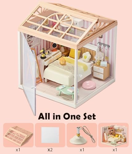 Cozy Bedroom DIY Miniature House Kit for Adults, 3D Dollhouse with LED Light & Dustproof Door, Stackable Connectable Display Case, Creative Gift for Home Decor Lovers Teens Women - Image 6