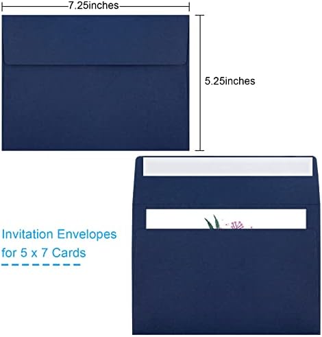 50 Packs 5x7 Envelopes A7 for Invitations, Printable Invitation Envelopes Self Seal for Weddings, Invitations, Photos, Greeting Cards, Mailing (Navy Blue) - Image 2
