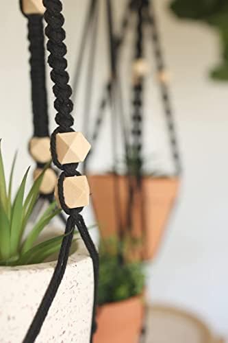 Macrame Kit-Black Edition-Makes 3 Macrame Plant Hangers with Easy to Follow Instructions for Adult Beginners - Includes 109 Yards 3mm Cotton Macrame Cord, Wooden Beads & Custom Instruction Booklet - Image 5