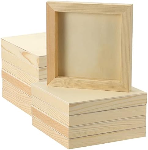 JOIKIT 20 Pack 4.7 x 4.7 Inch Wood Canvas Panels, 0.86cm Thick Wooden Canvas Board Unfinished Wood Cradled Painting Panel Boards, Artist Wooden Canvases for Burning, Pouring, String Art, Crafts by JOIKIT