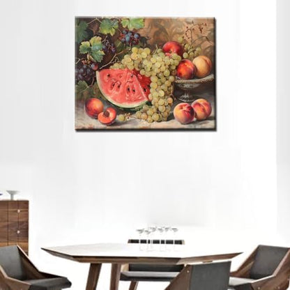 Fruits DIY Paint by Numbers for Adults Vintage Fruits DIY Digital Oil Painting Grape Watermelon Orange Peach Plum Painting Kits Canvas Acrylic Paint Funny Room Decor 16x20 Inch （without Frame ） - Image 4