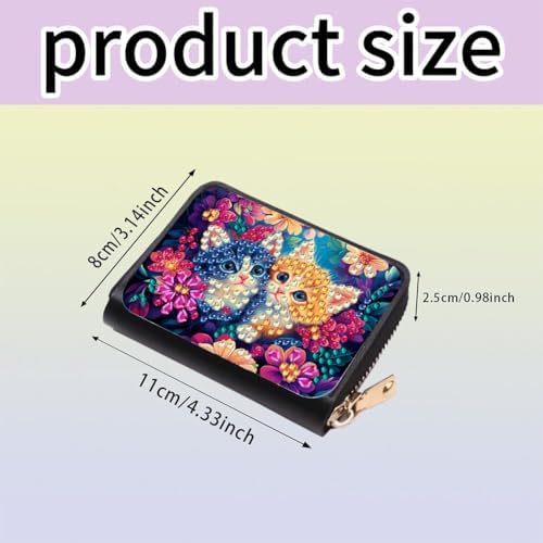 Santiway DIY Diamond Art Painting Kit - PU Leather Credit Card Holder Wallet & Coin Purse with Cat Pattern, Zipper Organizer 4.33x3.14in for Adults​ - Image 5