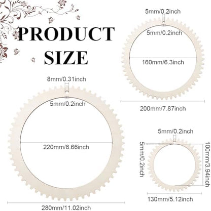 BENECREAT 3 Sizes Wooden Weaving Loom Kit, 5/7.8/11 inch Round Gear Shape DIY Weaving Loom for Hanging Decor Woven Tapestry Knitted Crafts Making, 5mm Thick (Pack of 4) - Image 2
