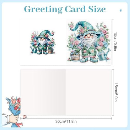 Tontut 6pcs Diamond Painting Kit Greeting Card, Happy Gnome 5D DIY Diamond Handmade Holiday Greeting Card with Envelope, Christmas Gift Congratulation - Image 2
