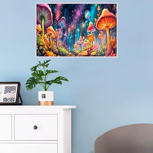 MaiMMaledy Paint by Numbers Kit for Adults Beginners 8Wx12L inch Canvas Pictures with Framed Drawing Painting Acrylic Pigment with Wooden Triangle Easel Colorful Magic Mushroom - Image 4