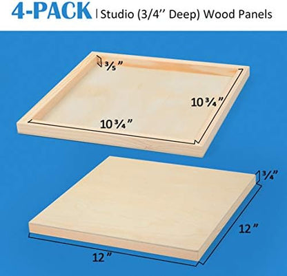 Falling in Art 4 Pack 12x12’’ Unfinished Birch Wood Panels Kit for Painting - Image 4