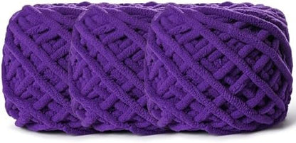 3 Pack Plush Chenille Chunky Yarn 100g (49.2yd) - Fluffy Velvet Yarn Crochet for Blanket Knitting and Crocheting - Baby Yarns for Crocheting Soft - Amigurumi Yarns (3 Dewberry) by OMoiut
