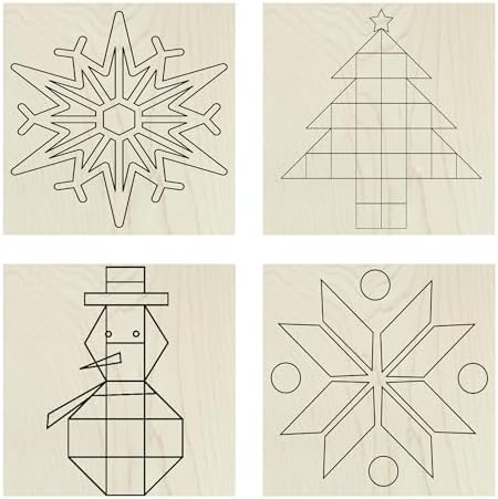 6" Christmas Barn Quilt Kit Set 4 | Snowman, Pine Tree, Snowflake by AVTRBoutique