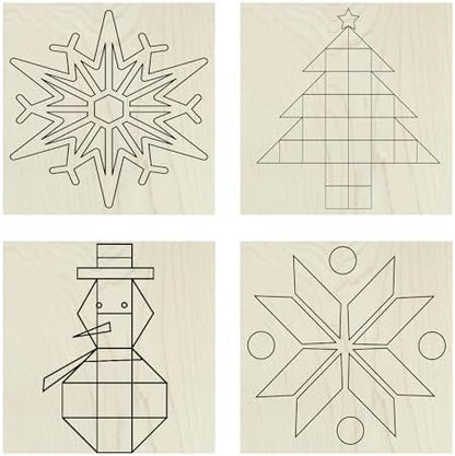 6" Christmas Barn Quilt Kit Set 4 | Snowman, Pine Tree, Snowflake by AVTRBoutique