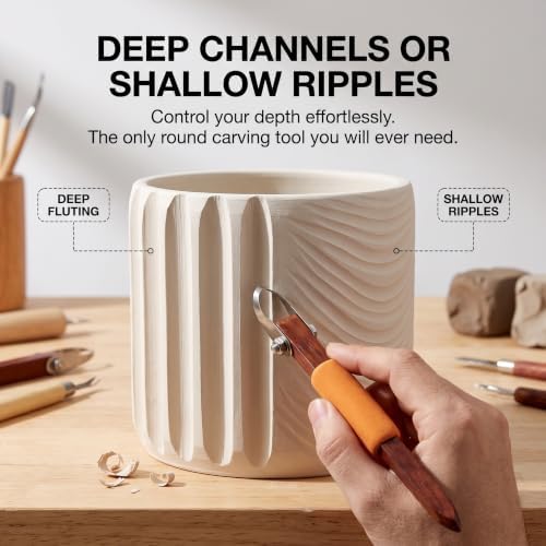 Round Arc Pottery Carving Tools, 304 Steel U-Groove Clay Sculpting Set - Image 5