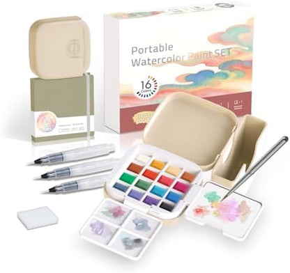Mini Watercolor Paint Set, Compact Travel Art Kit with 16 Colors by ReliableAffordableQuality