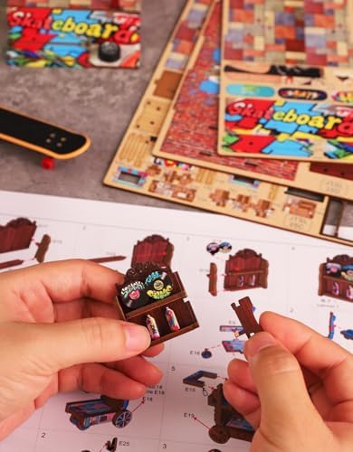 Miniature Book Nook Kit Cyberpunk Street Graffiti Skateboard DIY 3D Wooden Booknook for Adults and Book Lovers Bookshelf Insert Decor Creative Gift for Family Friends and Elderly - Image 4