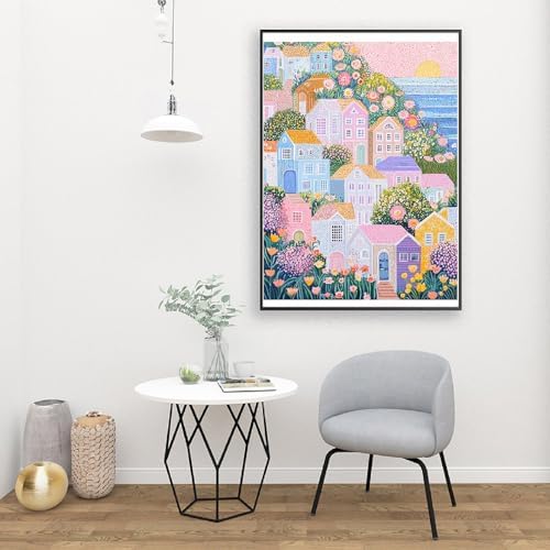 Clendo DIY Paint by Numbers Kit for Adults Beginner, Seaside House Adult Paint by Number Kits on Canvas, Oil Painting Kit for Gifts Home Wall Decor 16x20 Inch（No Frame） - Image 6