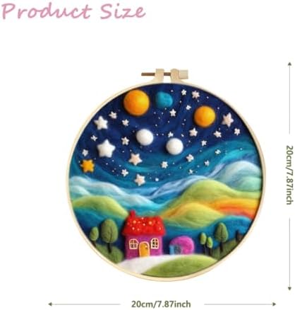 CaptainCrafts Needle Felting Kit, Wool Felt Supplies, Embroidery Hoops, Wool Painting Tools Needle Felting Starter Kit for DIY Decoration (Starlit Moonlit Homeland) - Image 2