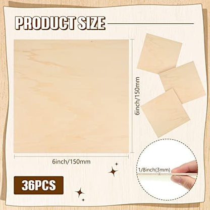 Riakrum Basswood Sheets Plywood Board Unfinished Wood Boards for Crafts for DIY Laser Projects Architectural Mini House Building Hobby Model Making(6 x 6 x 1/8 Inch,36) - Image 2