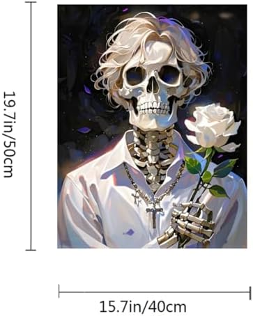 ACANDYL DIY Paint by Numbers Kit for Adults Paint by Numbers Beginner Halloween Canvas Painting by Number DIY Acrylic Oil Painting by Number on Canvas Skull for Arts Craft Decoration 16x20 in - Image 5