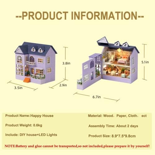 CUTEROOM DIY Miniature House Kit Wooden Craft Gift for Adult-Happy House - Image 2