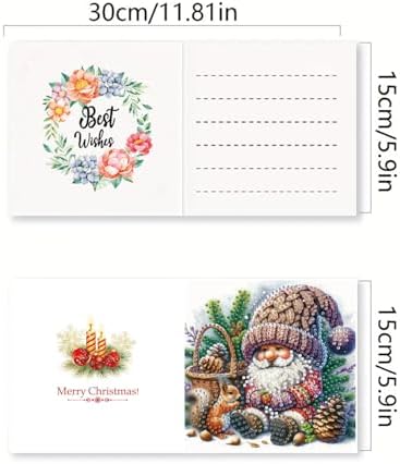LSQFS 6 Pack Diamond Art Kits for Adults, Gnome Christmas Diamond Art Cards - Image 2