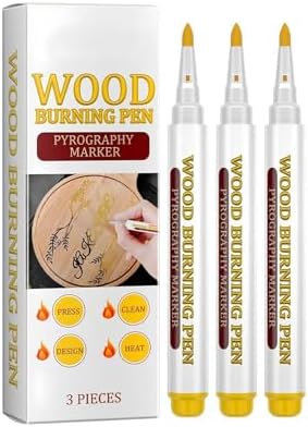 Wood Burning Marker Pen with 3 Inspirational Word Stencil- Pyrography Art Tool for Wood Crafting, PET Tips, DIY Woodburning Marker Kit for Beginners, Home Studio School Art Projects by Unknown