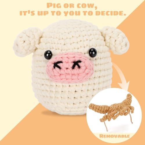 CrochetBox Pig and Highland Cow Crochet Kit for Beginners, Adults and Teen - Image 2