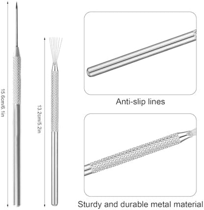 DIYOOHOMY 10 Pcs Clay Needle Tool and 7-Pin Pottery Feather Wire Texture Tools, Polymer Clay Sculpting Tools for Texturing Scoring Carving Modeling Ceramic Sculpture Detail Nail Art DIY Craft Supplies - Image 2
