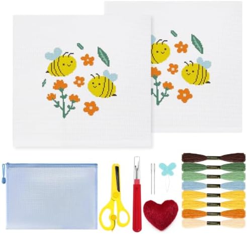 Ansberta 17Pcs Bee 18 Mesh Needlepoint Canvas Kit for Beginners Adults by Unknown