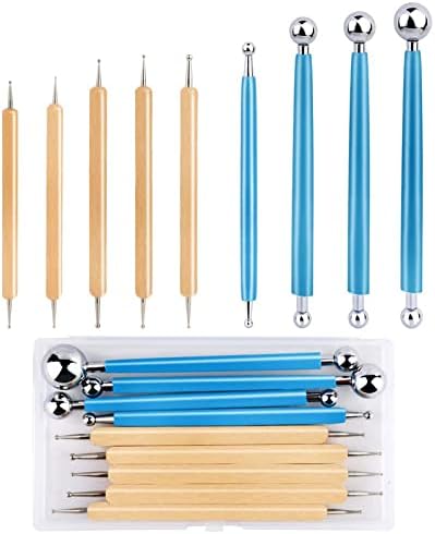 9 PCS Dotting Tools Ball Styluses with Box, Pen Dotting Tools Set for Rock Painting, Pottery Clay Modeling Embossing Nail Art by lokunn