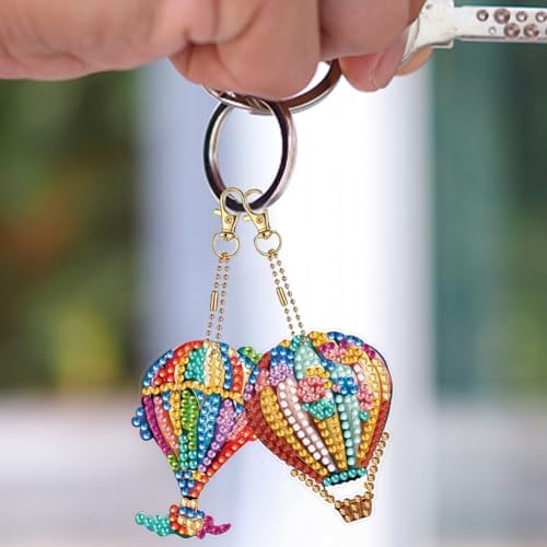 HuamuTech 5 Pcs/6 Pcs/8 Pcs Full Drill Keyring Special Shape Double Sided Diamond Art Keychain for Beginners Birthday Craftin - Image 4