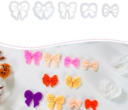Xaekicr Polymer Clay Cutters Bow Set – 5PCS Cute Bow Clay Cutters for Polymer Clay Jewelry, Sweet Ribbon Clay Earring Cutters Shapes, DIY Clay Tools for Earrings, Charms and Crafts by Xaekicr