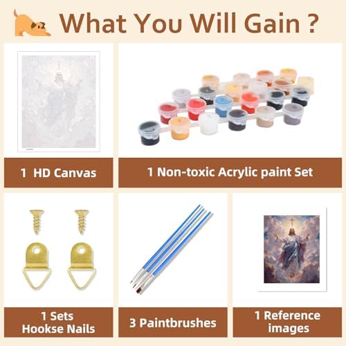 Reivworl Jesus Paint by Numbers Kit for Adults, Jesus Paint by Number for Adults, Painting by Number Kits for Gifts and Wall Decor 16x20Inch - Image 6