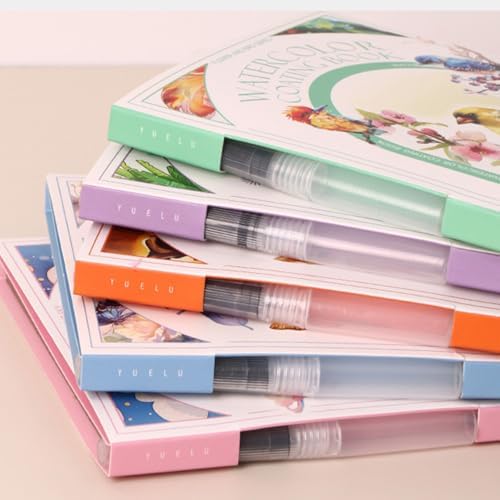 RGBMIX Watercolor Coloring Book for Adults Stress Relief Foldable Painting Pad with 24-Color Paint (OUSHI) - Image 6